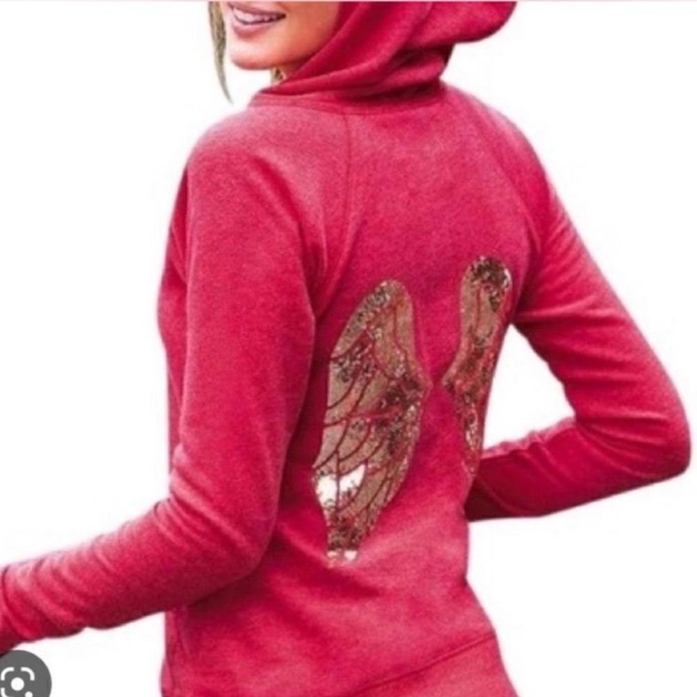 Vintage Victoria's Secret Red Hoodie with Gold Angel Wings - Picture 7 of 7